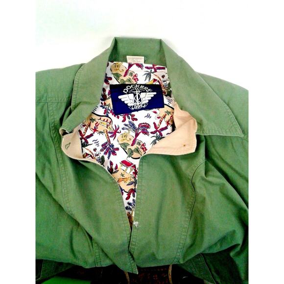 Dockers Levis Womens Green Jacket w/Multi-Color Island Design Lining Sz L RARE - Picture 5 of 9
